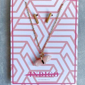 Indigo Authority Coral Pink Long Necklace/Earrings